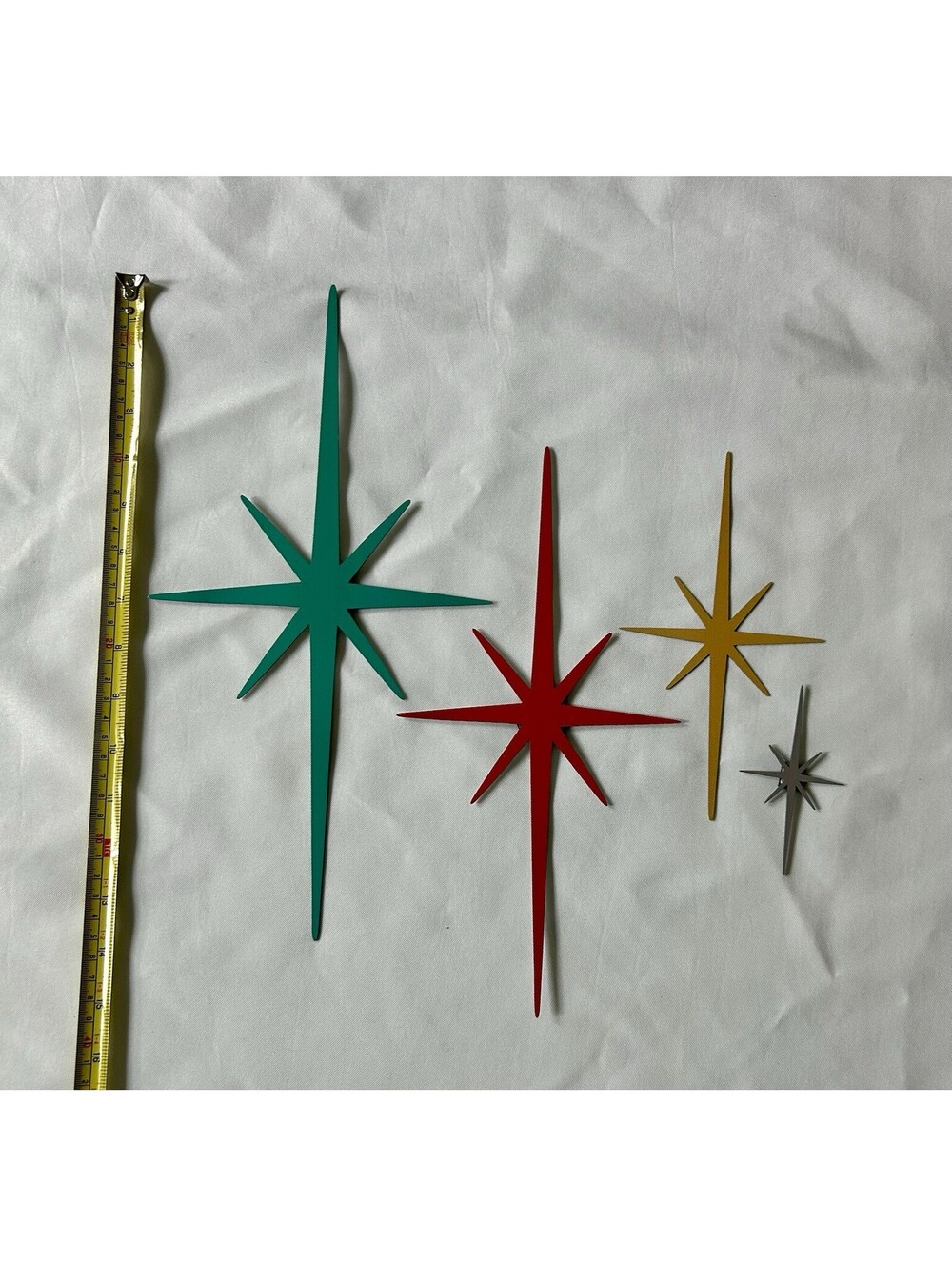 4 Pcs Metal Starburst Wall Decor MCM Retro 8 Pointed Magnetic Atomic Stars